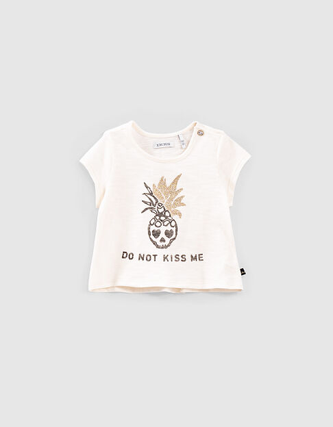 Baby girls’ ecru pineapple skull organic T-shirt - IKKS