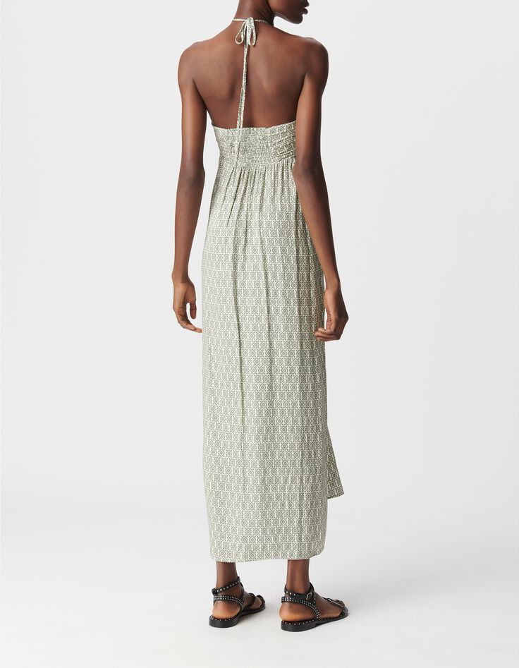 Robe longue verte LENZING&trade; ECOVERO&trade; ethnique Femme-3