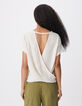 Tee-shirt dor&eacute; maille ajour&eacute;e cache-coeur dos Femme-3