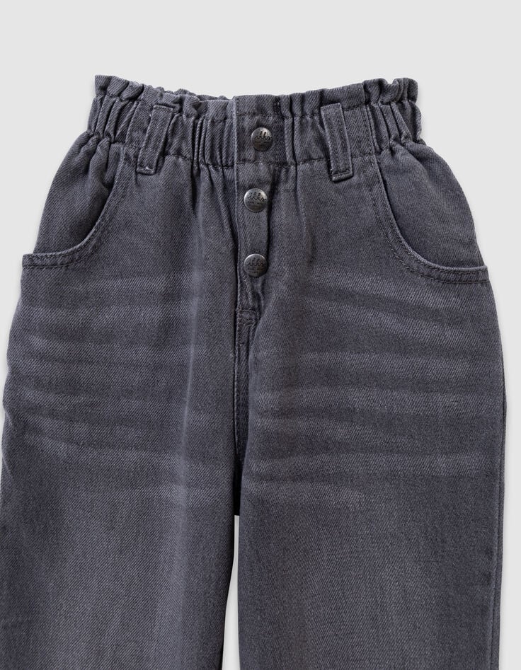 Graue Mädchen-Mom-Jeans sichtbare Knöpfe-5 Graue Mädchen-Mom-Jeans sichtbare Knöpfe-5