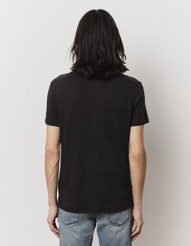 Schwarzes Herren-Poloshirt aus zertifiziertem Leinen-3