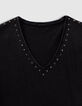 Camiseta negra acid wash tachuelas mujer-2