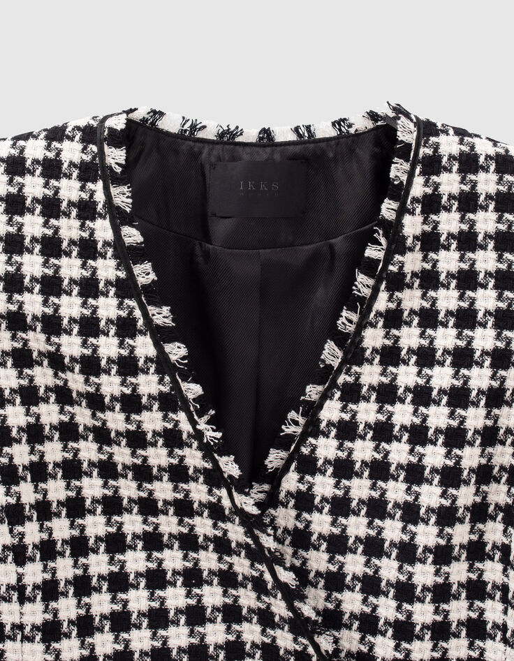 Women’s black houndstooth motif tweed-look jacket-5