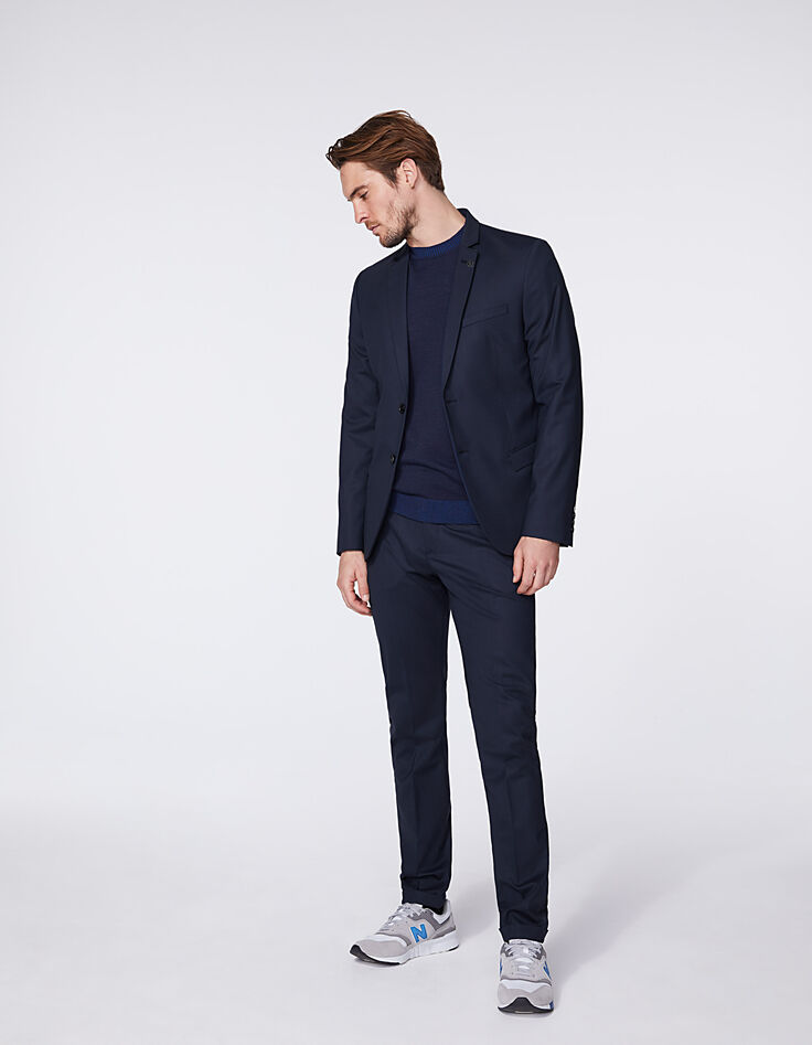 Veste de costume bleu foncé en twill Homme-7