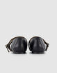 Babies noires cuir double bride &oelig;illets Femme-5