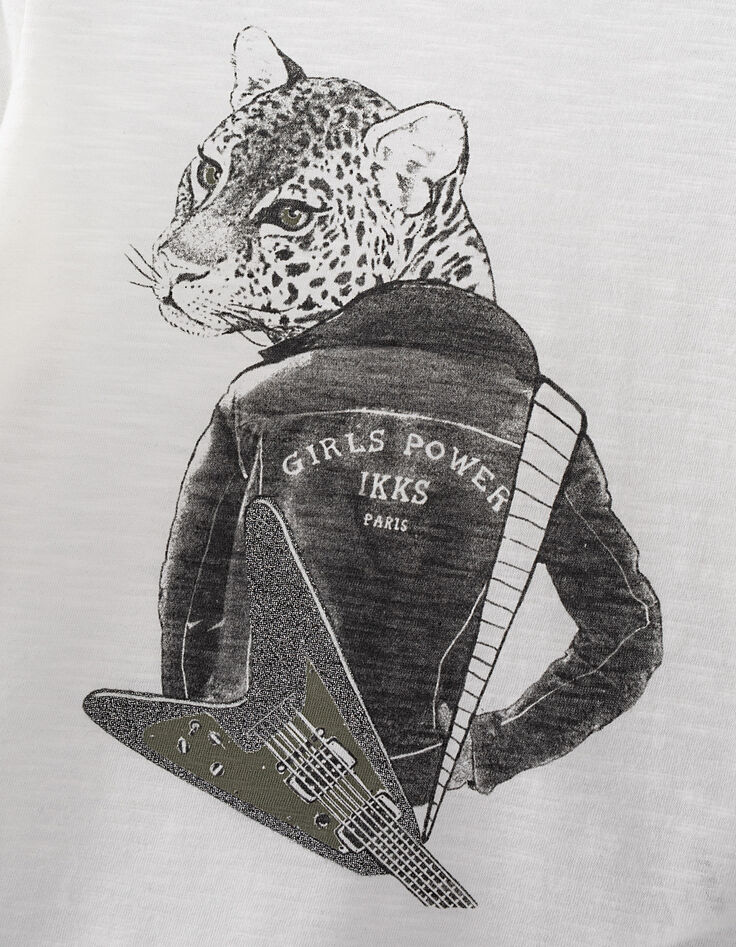 Girls’ white rock leopard image T-shirt-2 Girls’ white rock leopard image T-shirt-2