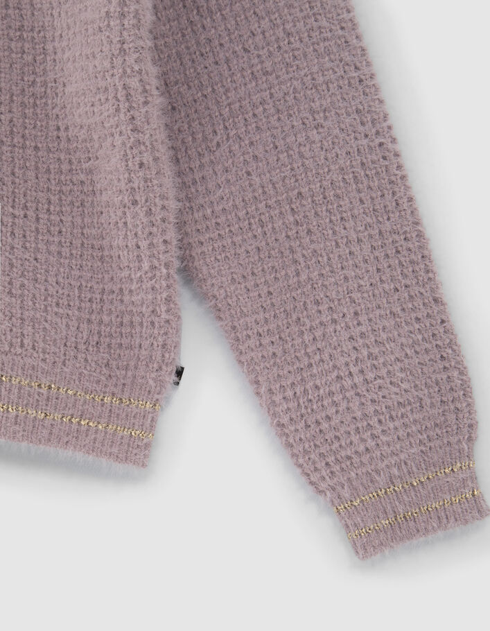 Girls’ violet decorative knit cardigan-5
