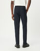 Men’s navy suit trousers with elasticated back-3
