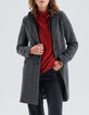 Zwarte jas loose pied-de-coq-motief Dames-2