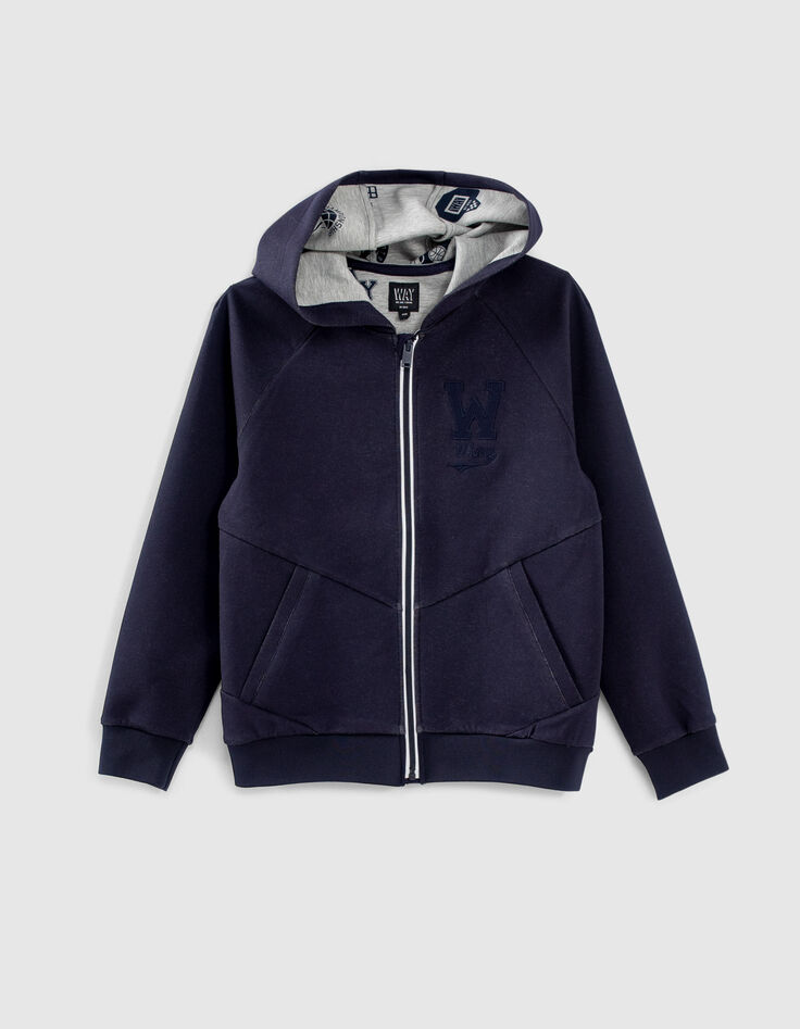 Cardigan navy avec all over int&eacute;rieur gar&ccedil;on -1