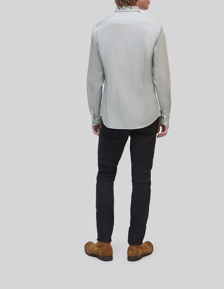 Weißes SLIM-Herrenhemd mit dezentem Rosettenprint-4