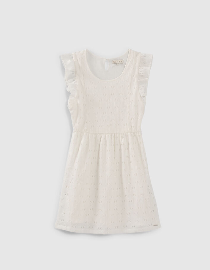 Girls’ ecru openwork decorative lace dress - IKKS