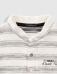 Cremeweißes, grau gestreiftes Jungen-Poloshirt-3