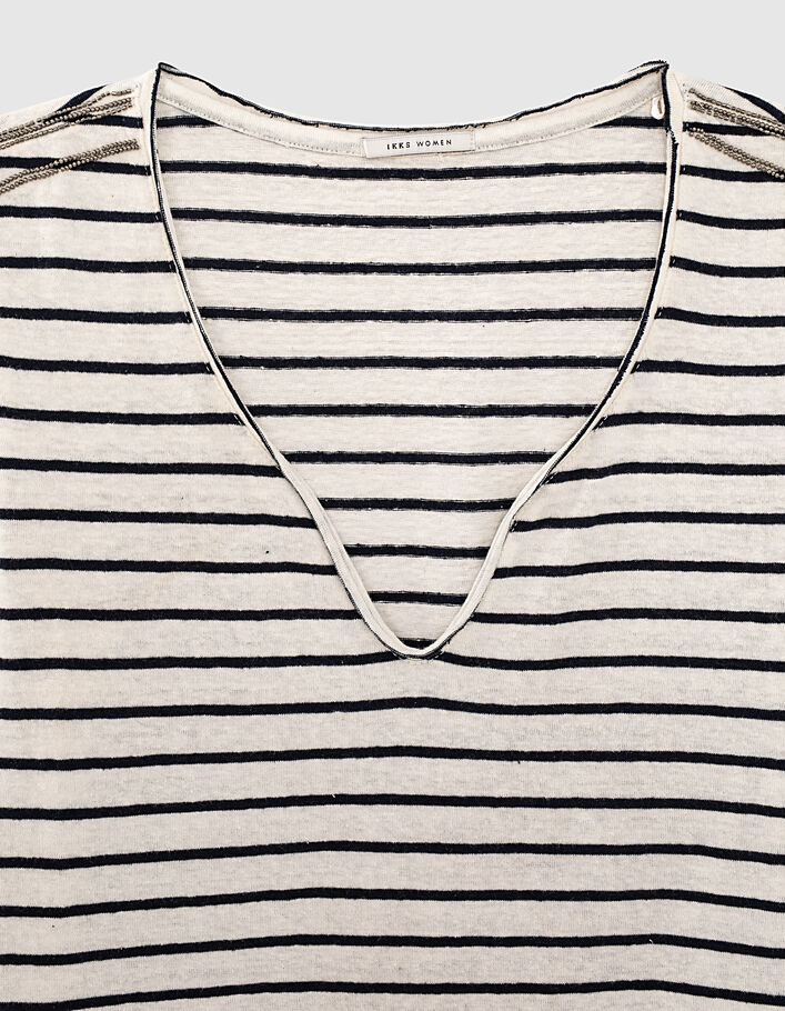Tee-shirt marinière manches longues perles bijoux femme-3