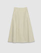 Beige midirok met plooidetail Dames-5