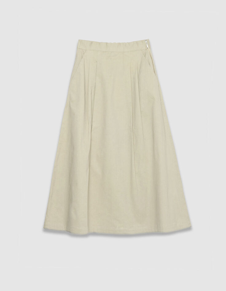 Beige midirok met plooidetail Dames-5