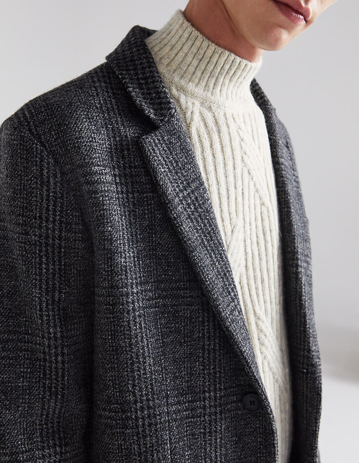 Manteau noir à carreaux Homme-4