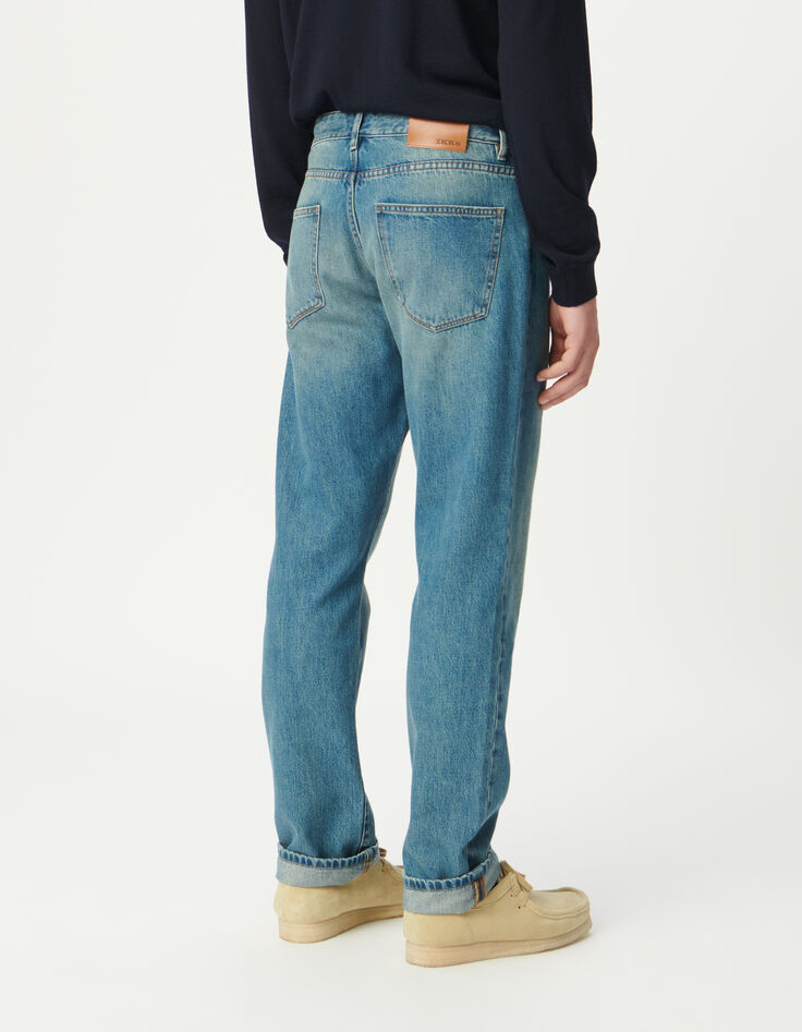Jean droit bleu délavé Serge Homme-3