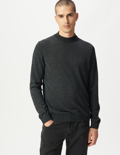 Men&rsquo;s grey knit funnel neck sweater - IKKS