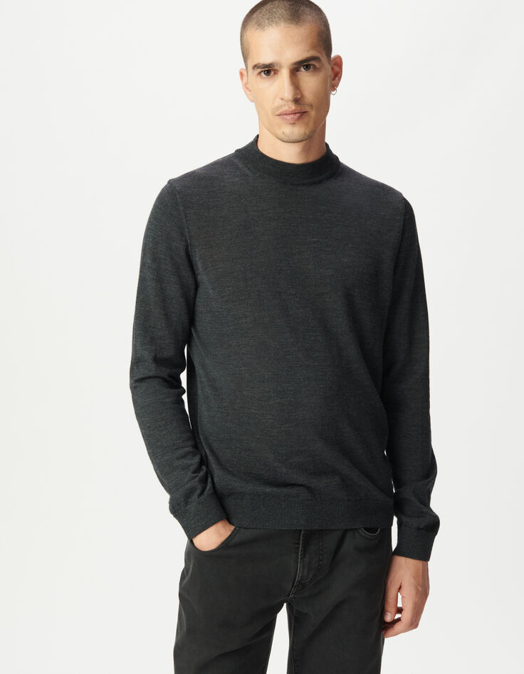 Marineblauer Herrenstrickpulli Kaminkragen-2