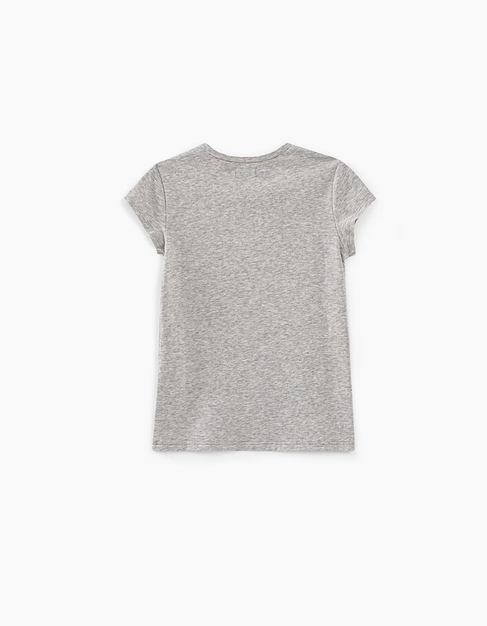 Girls’ medium grey marl flower skull graphic T-shirt - IKKS