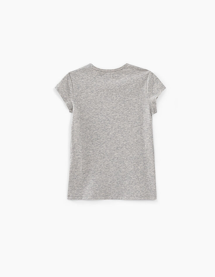 Tee-shirt gris chiné moyen visuel skull fleurs fille-4 Tee-shirt gris chiné moyen visuel skull fleurs fille-4