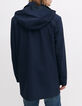 Marineblauer Herrenkapuzenparka mit doppelten Taschen-5