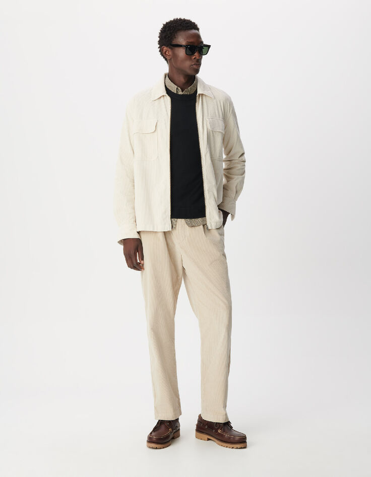 Beige joggingbroek van corduroy voor heren-1