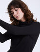 Schwarzes Rollkragen Damen-T-Shirt-4