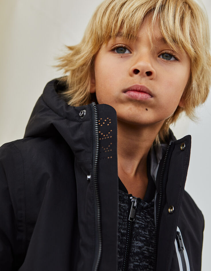 Parka noire chaude et waterproof garçon-7