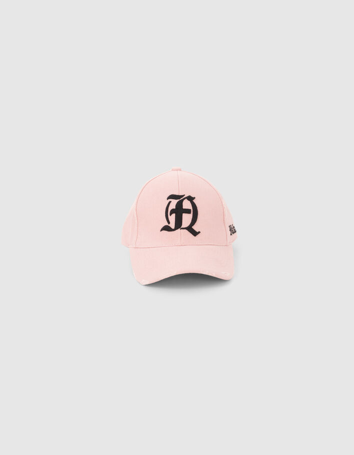 Men's pink FQ-embroidered cap