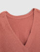 Pull terracotta tricot r&eacute;versible devant dos fille-3