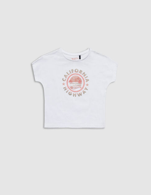 HOT WHEELS x IKKS girl's white organic cotton palm t-shirt - IKKS