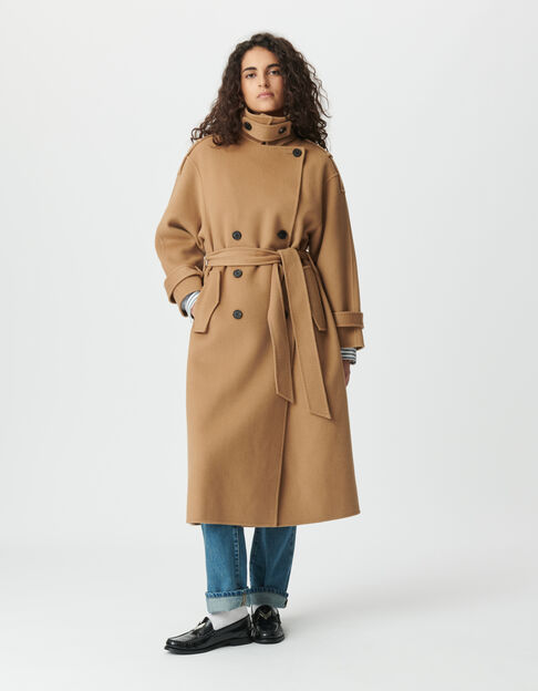 Manteau long camel lainage esprit trench Femme - IKKS