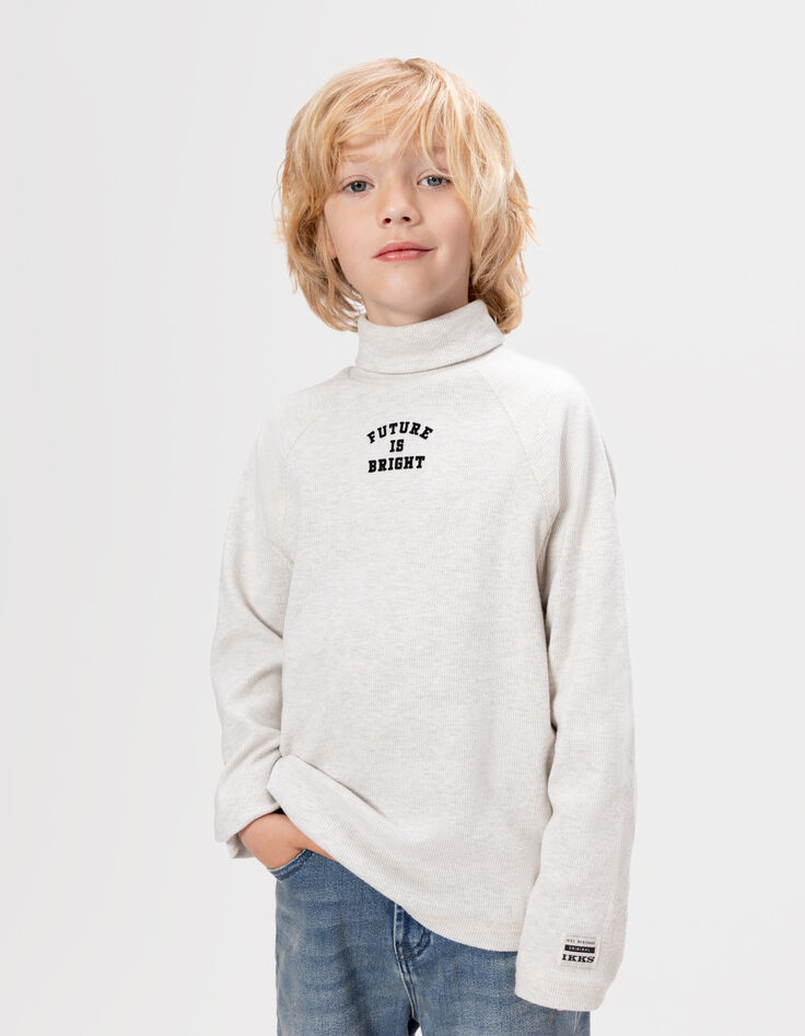 T-shirt manches longues gris col roulé garçon-2