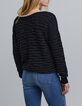 Pull noir devant/dos tricot rayures lurex Femme-3