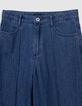 Waterless blue LARGE jeans with marked pleats for girl-5