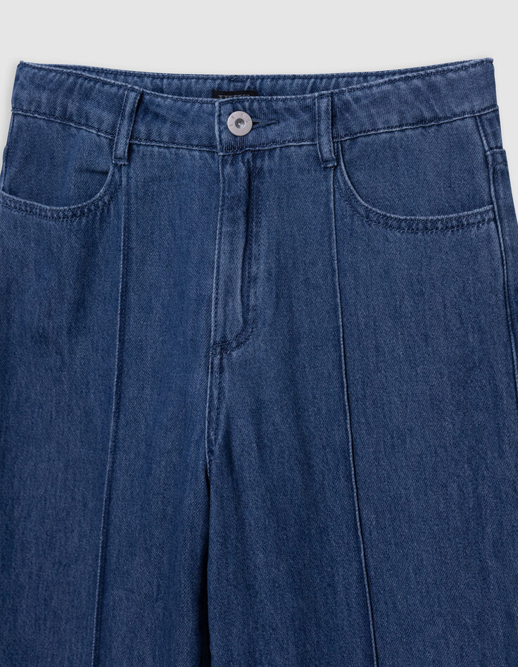 Waterless blue LARGE jeans with marked pleats for girl-5