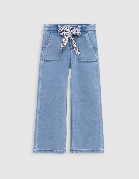 Blaue LARGE-Mädchenjeans mit Schalgürtel - IKKS