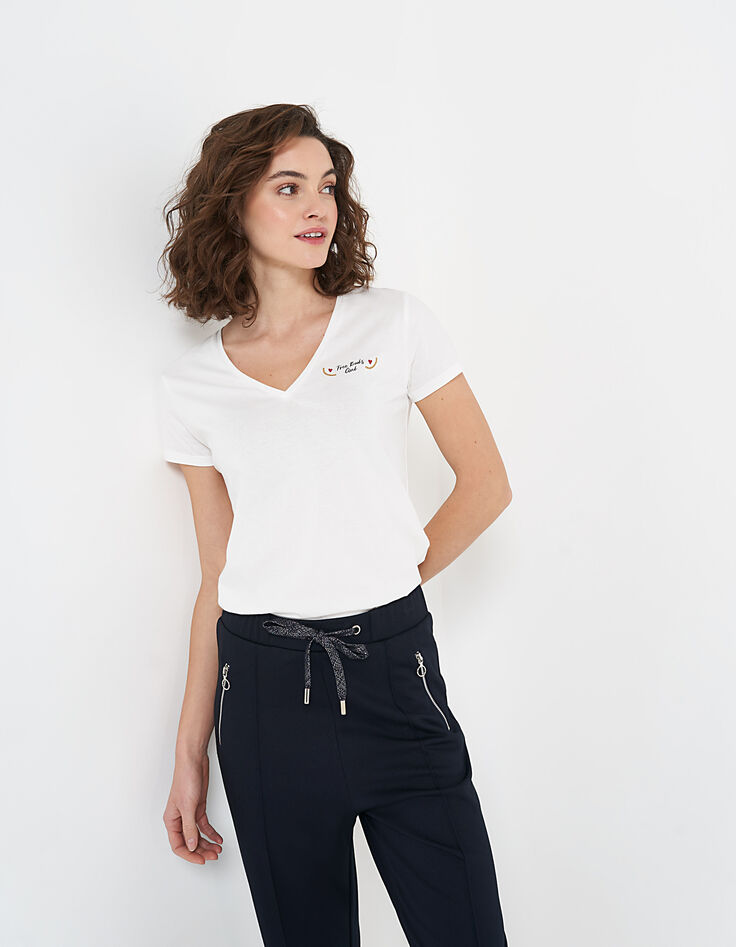 Tee-shirt blanc cassé à message I.Code-2