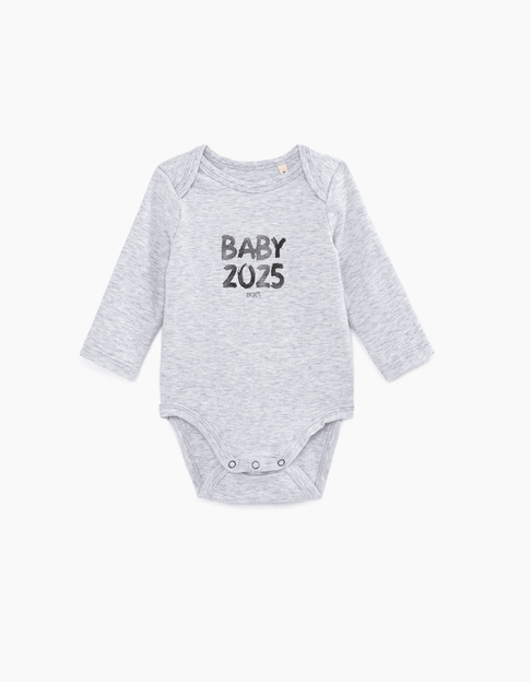 Kittgrauer Babybody aus Biobaumwolle zum Personalisieren - IKKS
