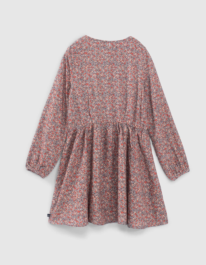 Girls’ navy micro-flower print dress - IKKS
