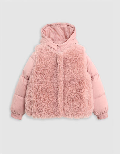 Plumas 2 en 1 rosa chaleco sherpa niña - IKKS