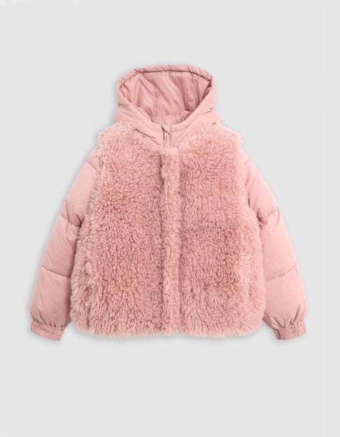 Plumas 2 en 1 rosa chaleco sherpa niña - IKKS