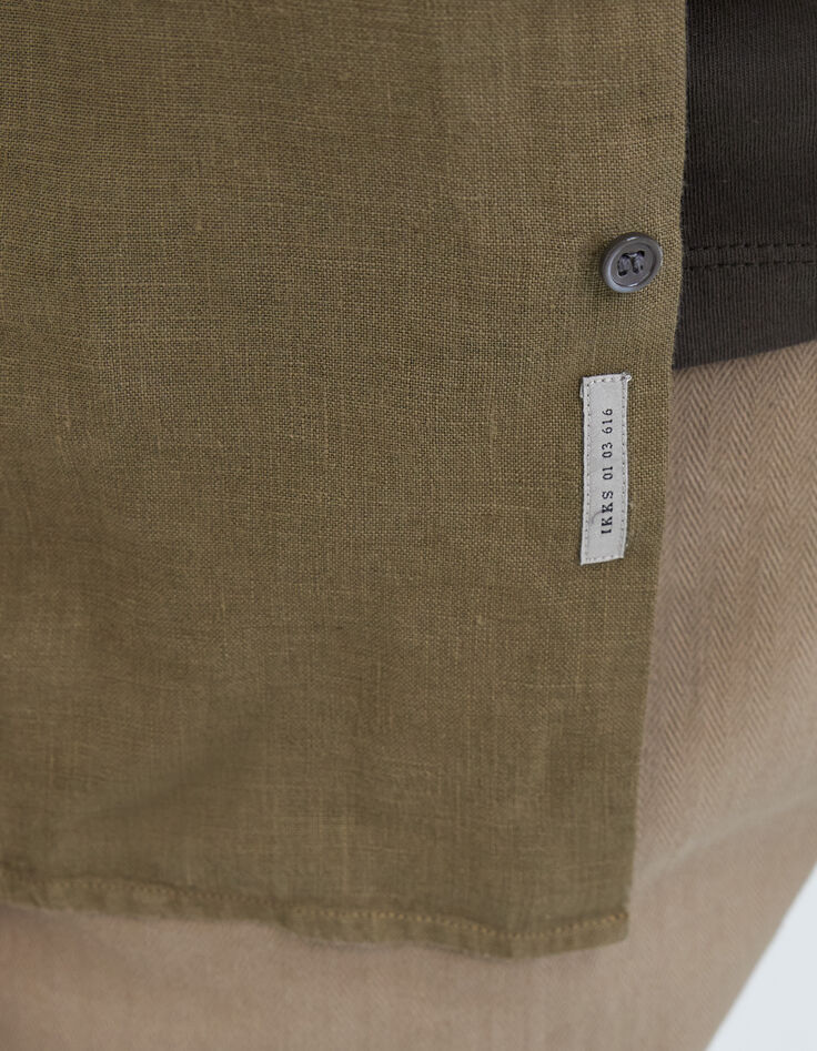 Khaki SLIM-Herrenhemd aus 100% Leinen-4