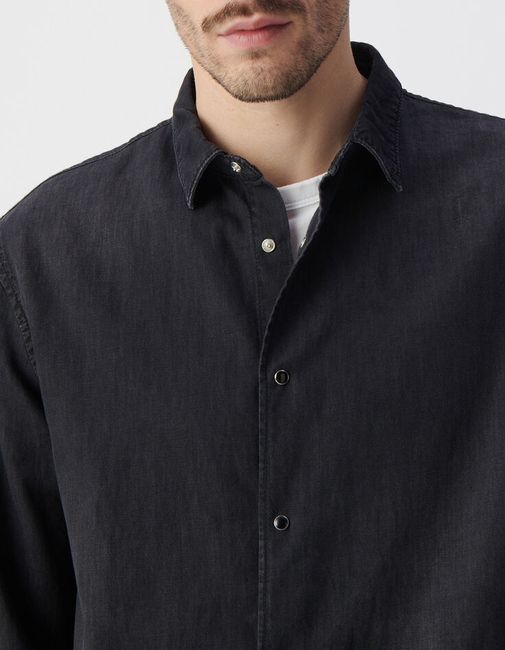 Chemise REGULAR en jean noir upcycl&eacute; Homme-4