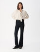 Blouse &eacute;crue satin&eacute;e motif pois col lavalli&egrave;re Femme-1