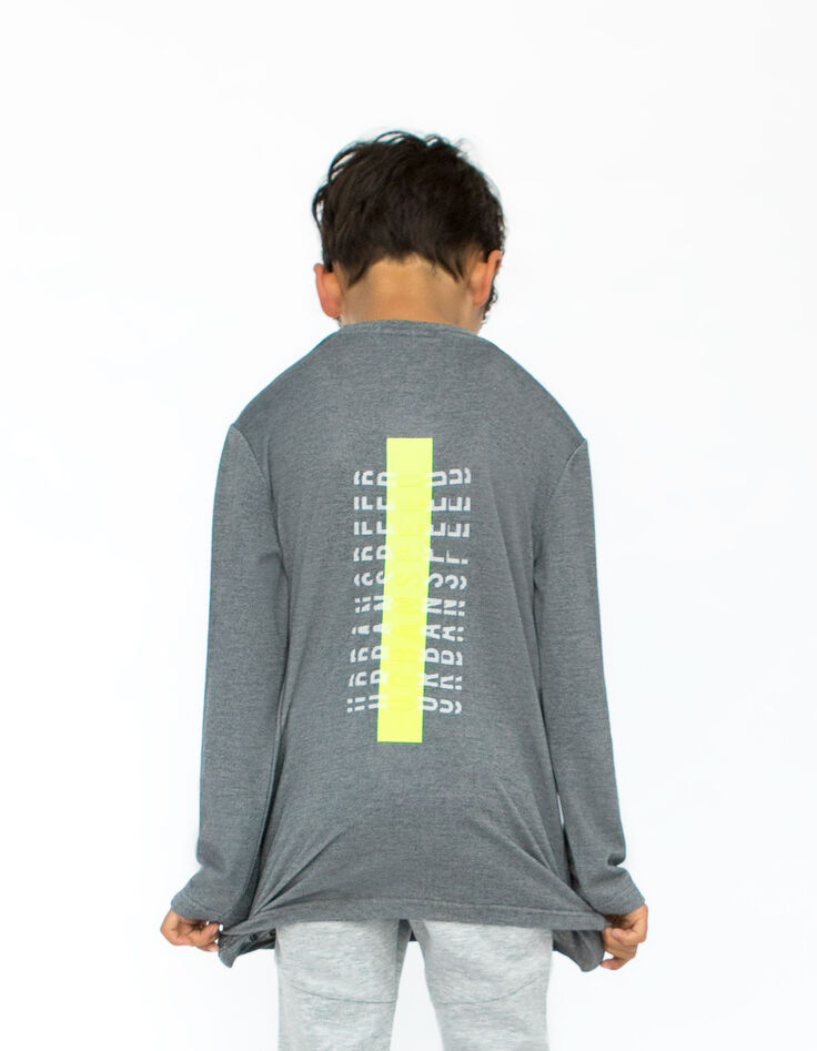 Graues Jungenshirt mit geflockter Tasche-6
