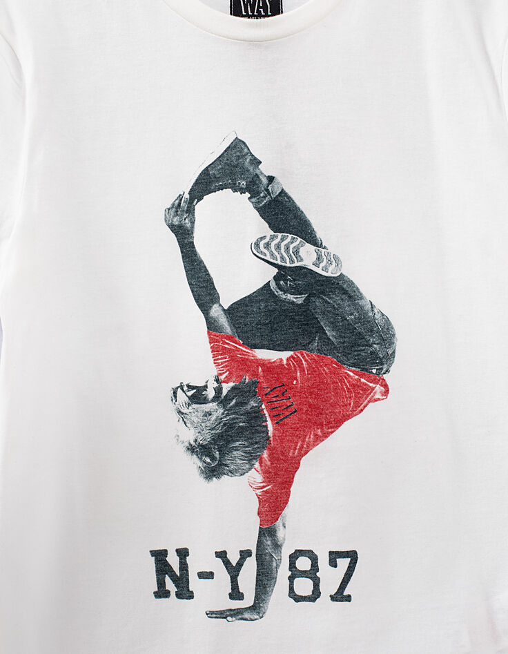 Wei&szlig;es Jungen-T-Shirt mit Breakdancer-L&ouml;we-2