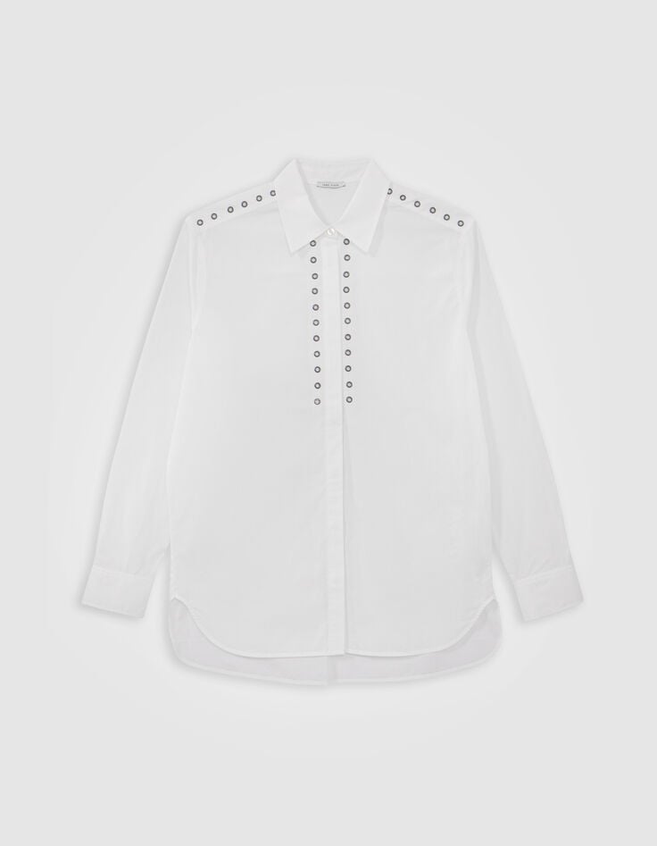 Chemise blanche coton bio décor œillets Femme-8 Chemise blanche coton bio décor œillets Femme-8